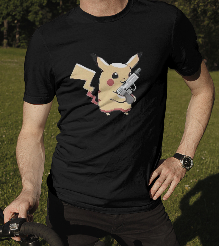 Pikachu Gun Pixelated T-Shirt
