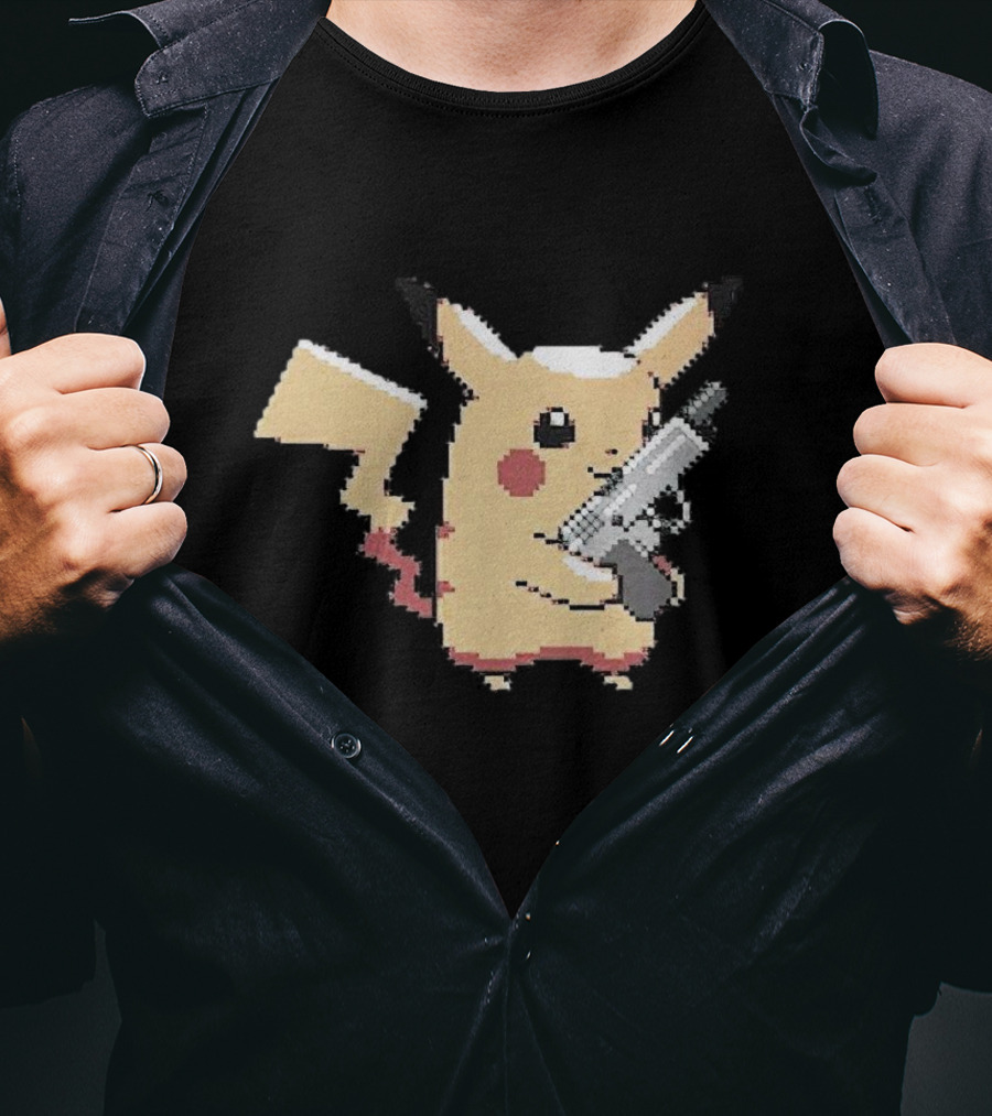 Pikachu Gun Pixelated T-Shirt
