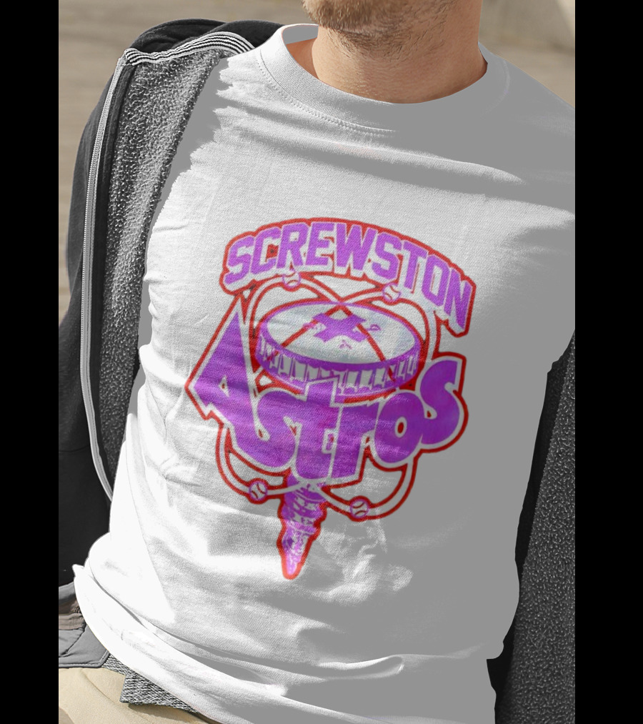 Screwston Astros Purple Neon Baseball Logo Houston Rap Culture T-Shirt