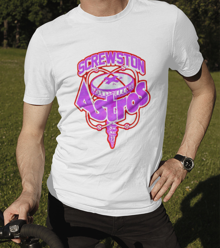 Screwston Astros Purple Neon Baseball Logo Houston Rap Culture T-Shirt