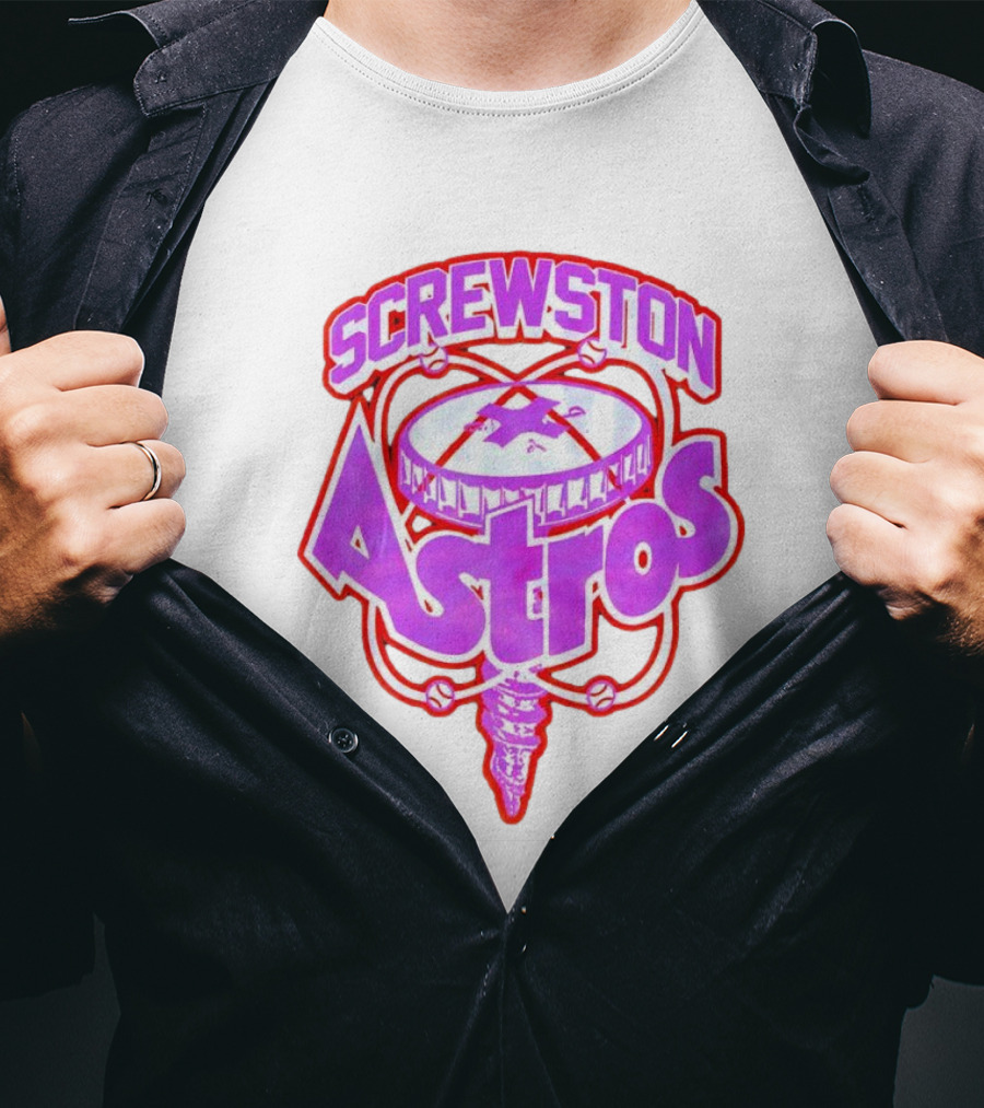 Screwston Astros Purple Neon Baseball Logo Houston Rap Culture T-Shirt