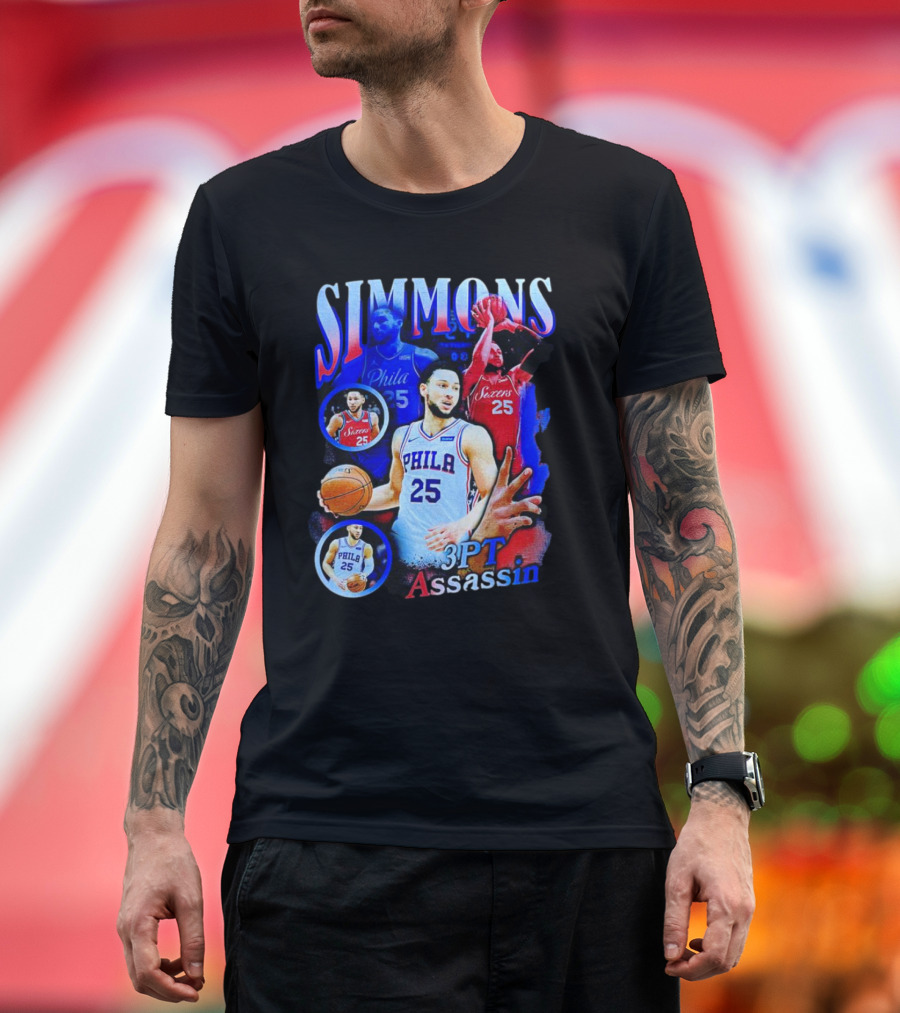 Simmons 3 Pt Assassin Philadelphia 25 Basketball Player T-Shirt