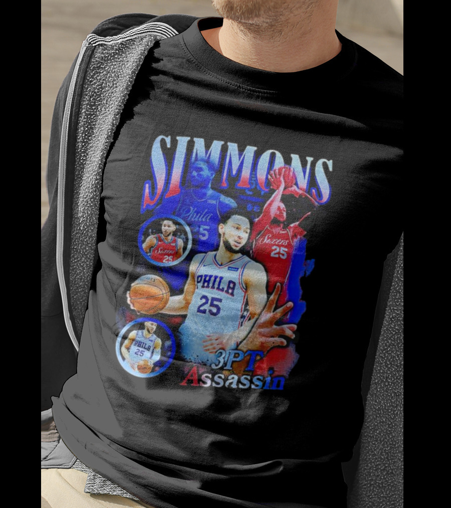 Simmons 3 Pt Assassin Philadelphia 25 Basketball Player T-Shirt
