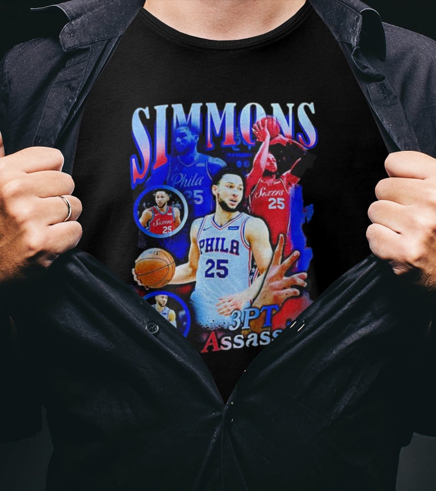 Simmons 3 Pt Assassin Philadelphia 25 Basketball Player T-Shirt