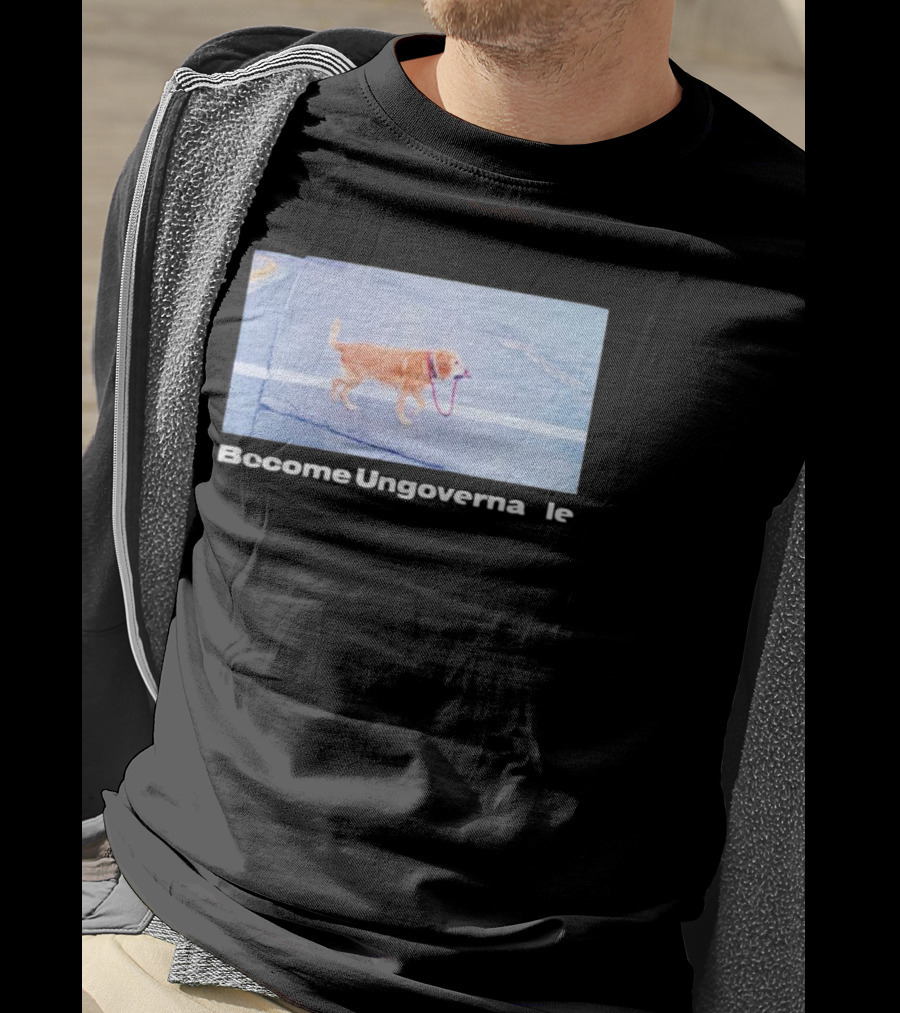 Dog Become Ungovernable Crossing Street With Leash In Mouth T-Shirt