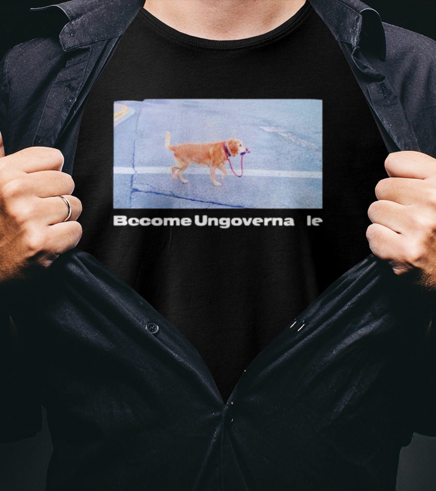 Dog Become Ungovernable Crossing Street With Leash In Mouth T-Shirt