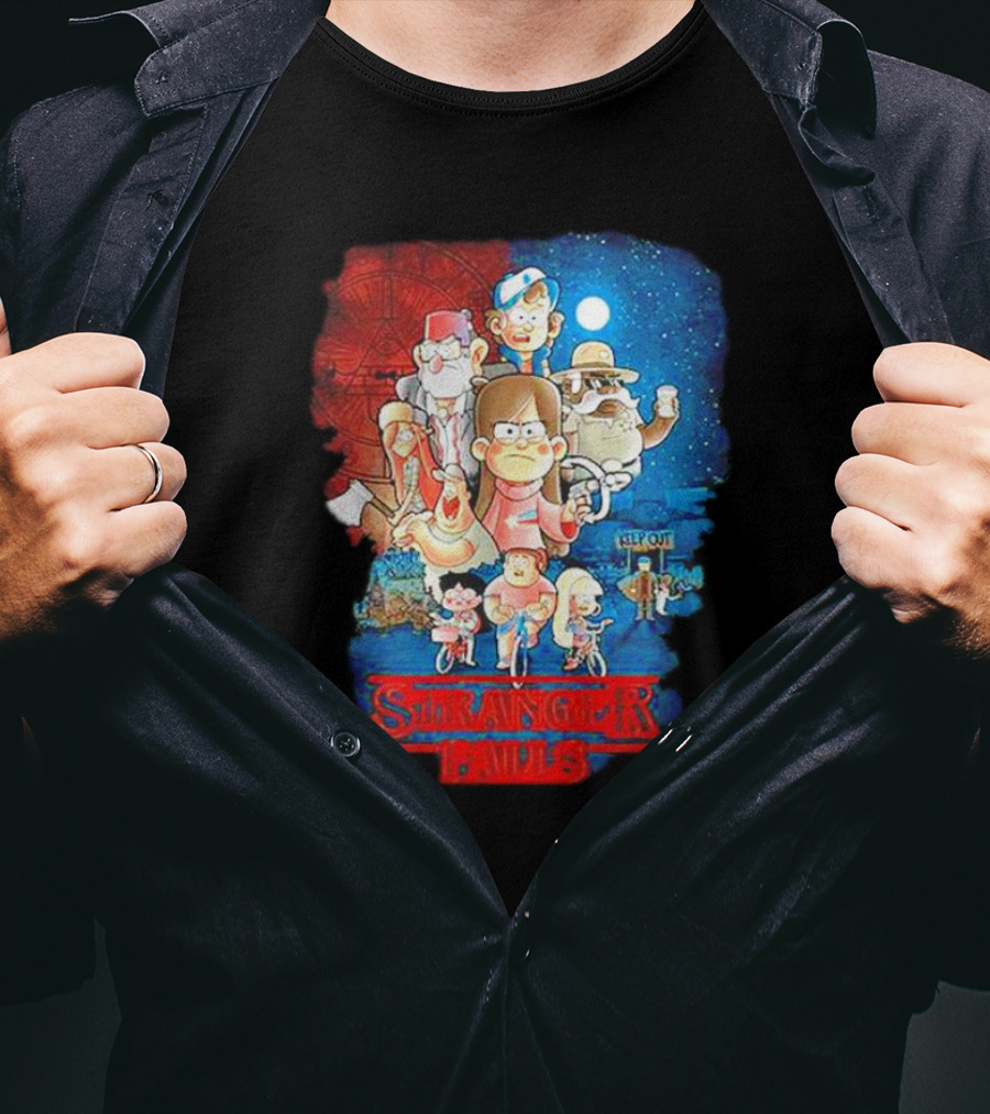 Stranger Falls Gravity Falls Parody Nighttime Adventure Scene T-Shirt