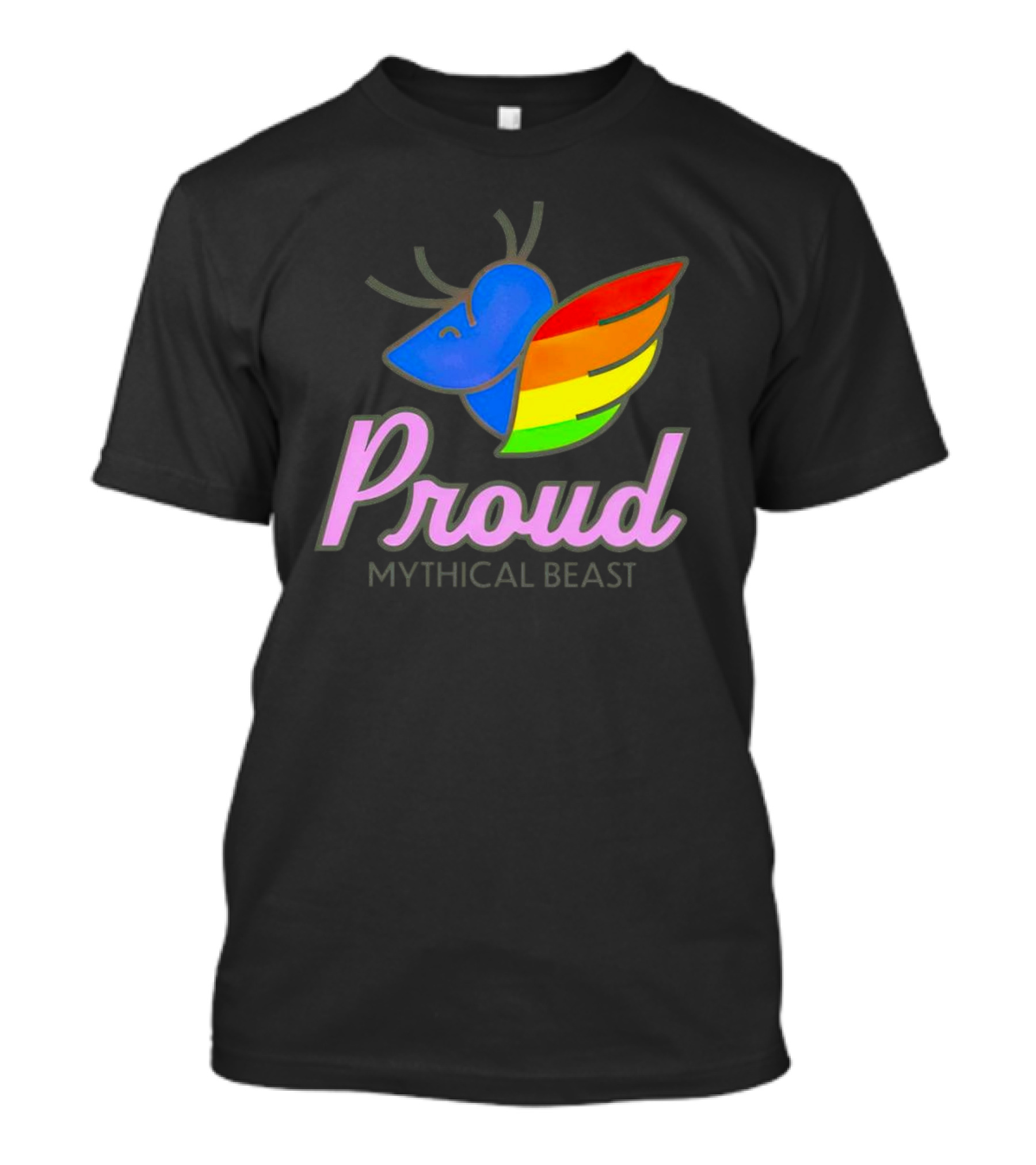 Proud Mythical Beast Rainbow Antler Wing T-Shirt