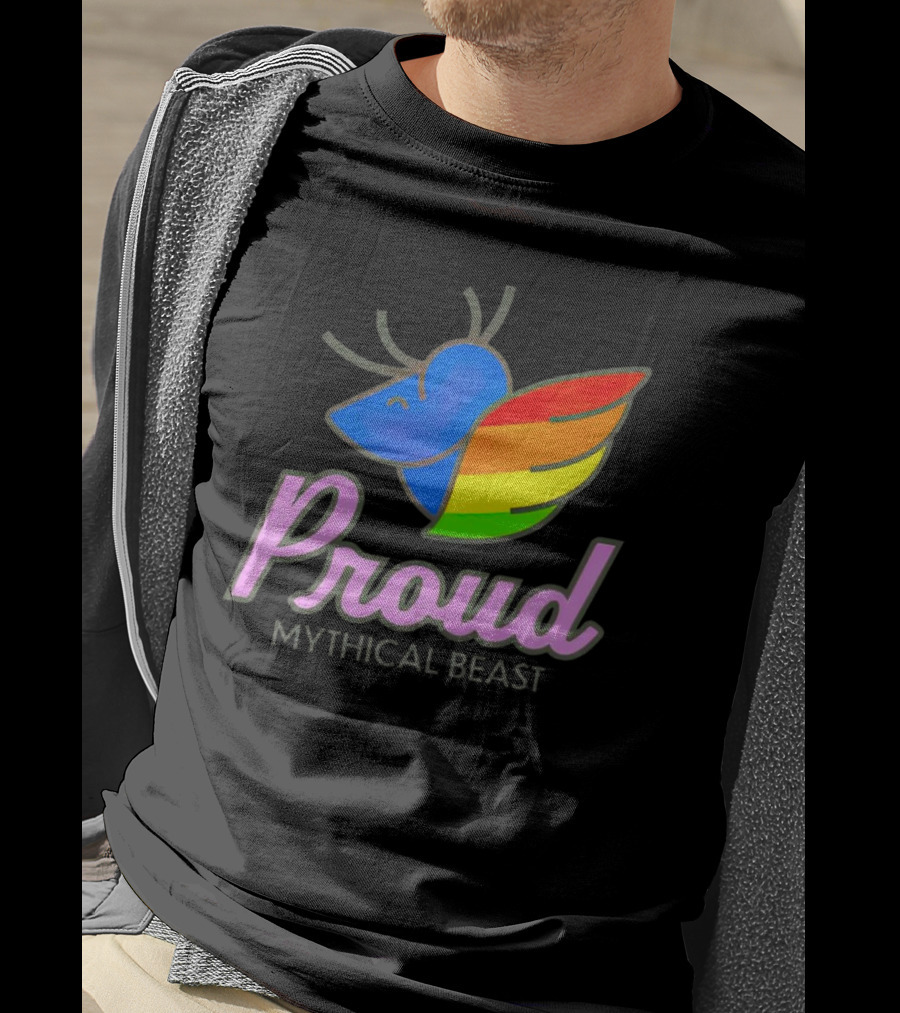 Proud Mythical Beast Rainbow Antler Wing T-Shirt