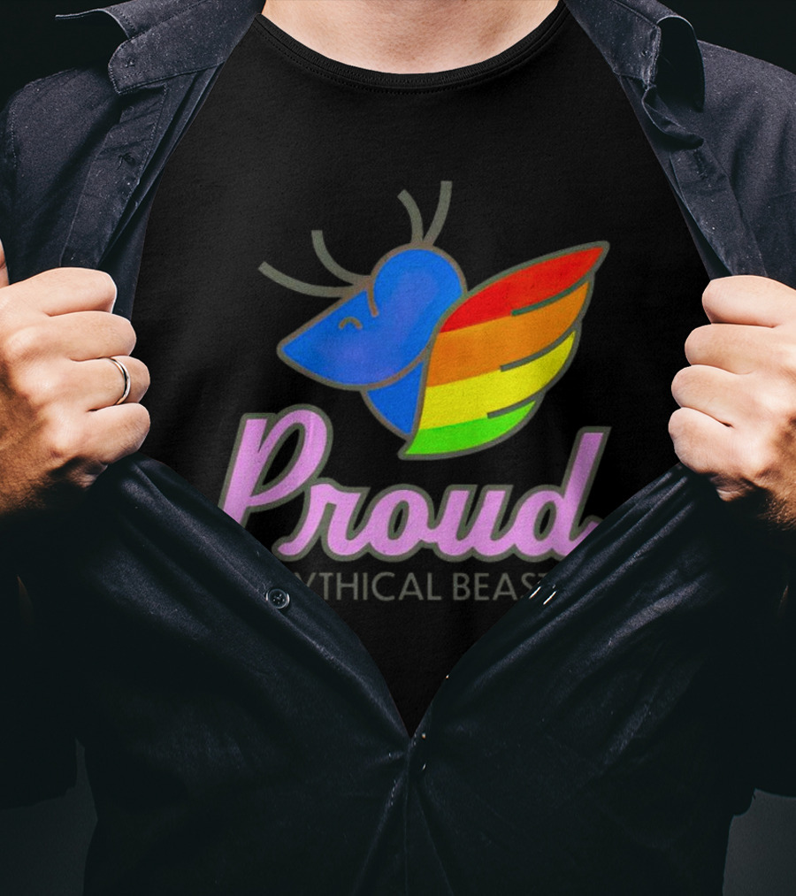 Proud Mythical Beast Rainbow Antler Wing T-Shirt