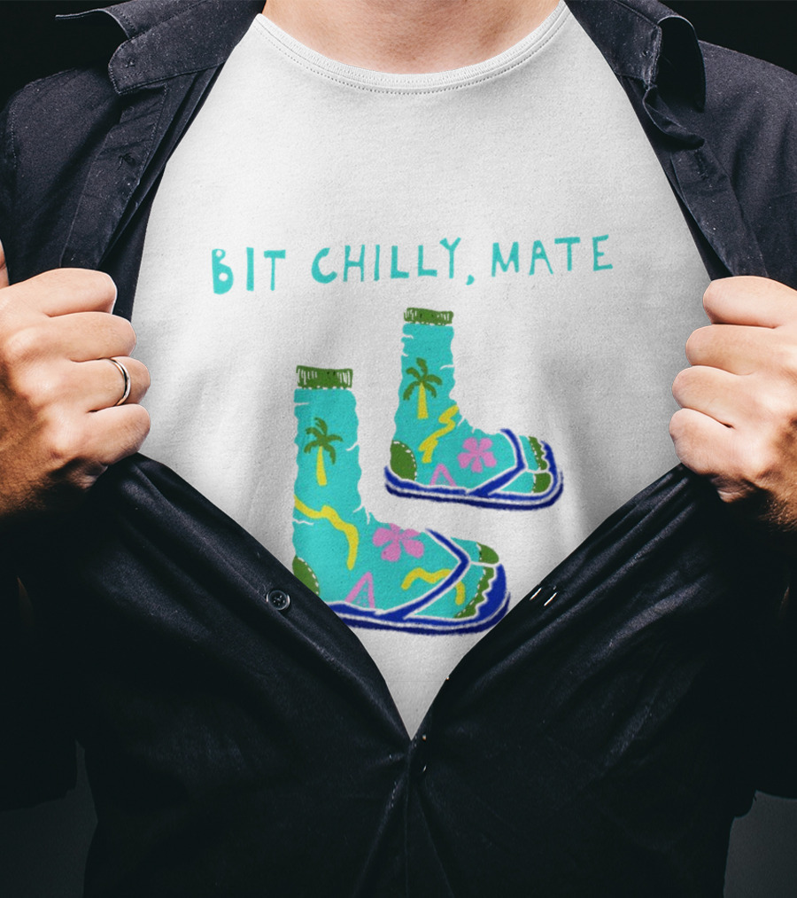 Bit Chilly Mate Tropical Socks And Sandals Combo T-Shirt