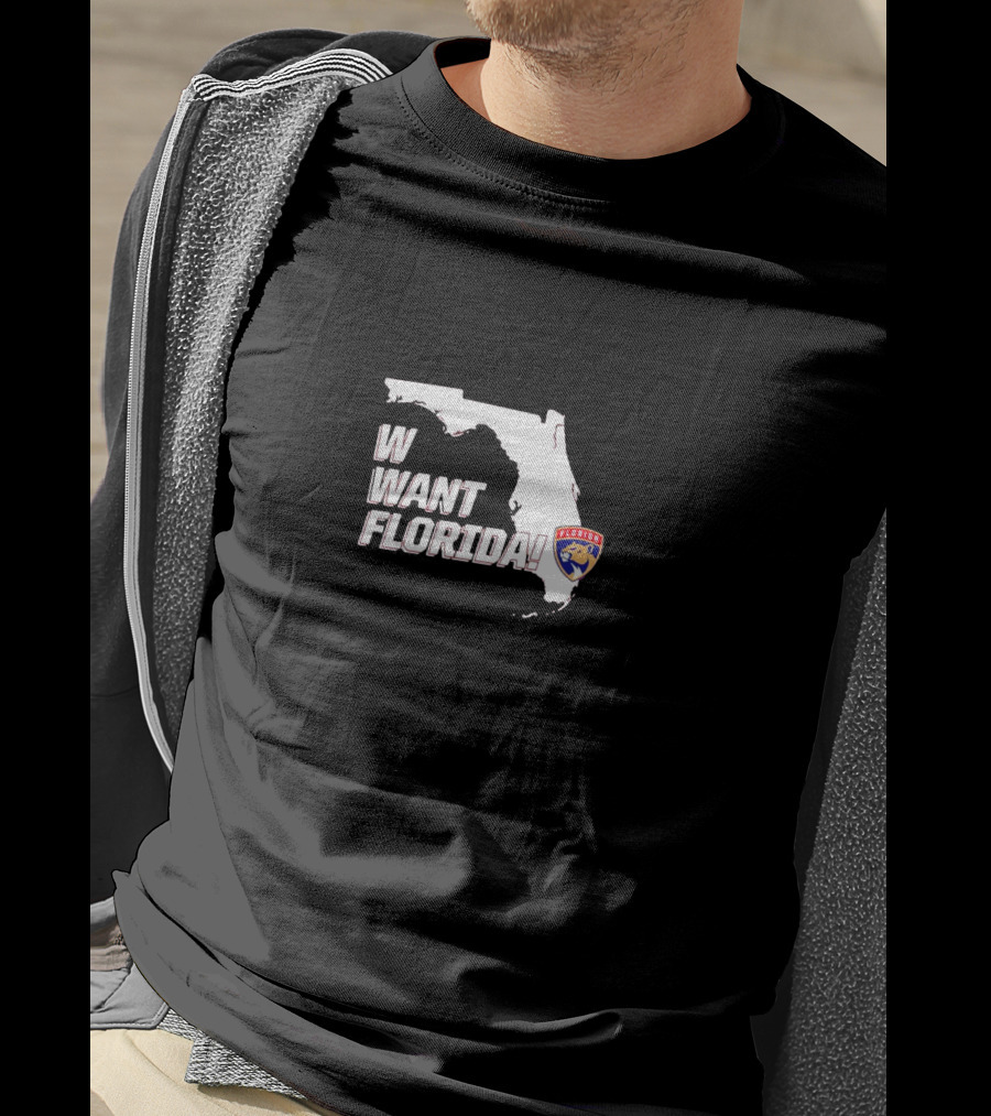 Florida Panthers W Want Florida Map T-Shirt
