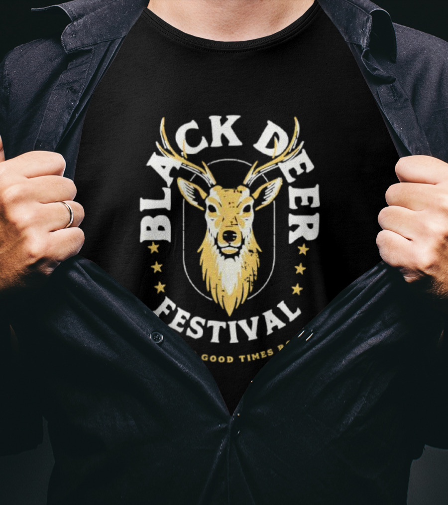 Black Deer Festival Deer Head Let The Good Times Roll T-Shirt
