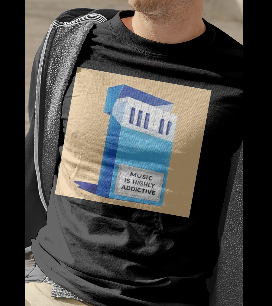 Music Is Highly Addictive Piano Cigarette Pack Visual T-Shirt