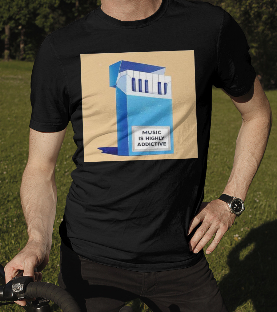 Music Is Highly Addictive Piano Cigarette Pack Visual T-Shirt
