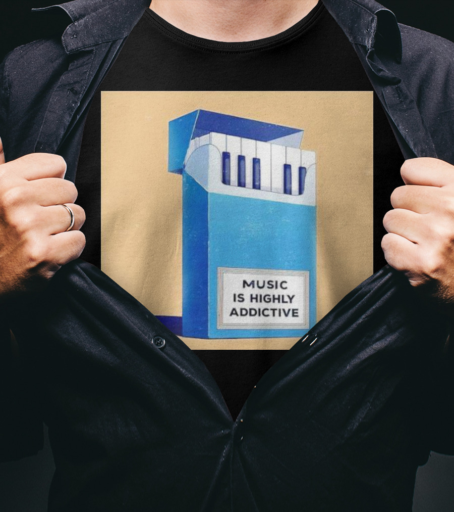 Music Is Highly Addictive Piano Cigarette Pack Visual T-Shirt