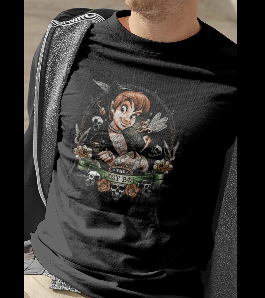 Peter Pan The Lost Boy Fairy Skulls Tattoo T-Shirt