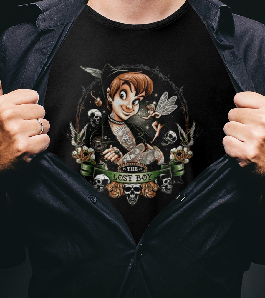 Peter Pan The Lost Boy Fairy Skulls Tattoo T-Shirt