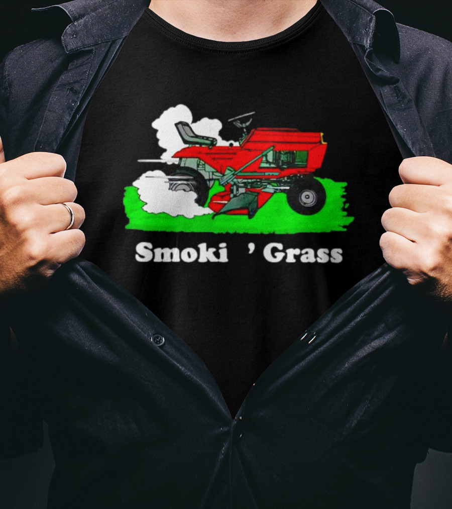 Smokin’ Grass Red Tractor On Green Field T-Shirt
