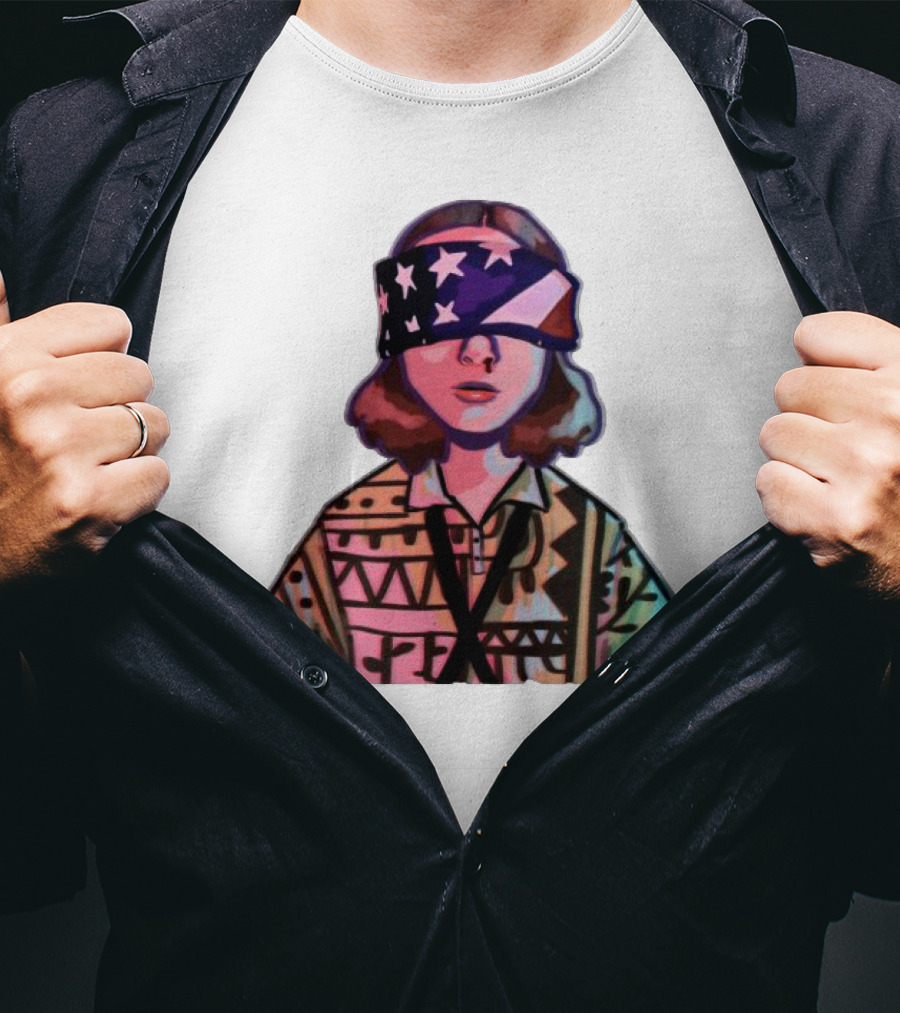Stranger Things Season 3 Eleven Blindfolded American Flag T-Shirt