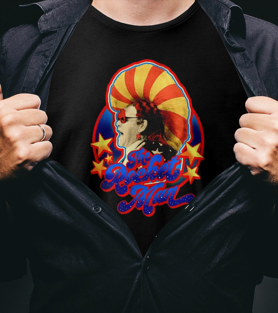 The Rocket Man Retro Stars And Stripes Iconic Sunglasses T-Shirt