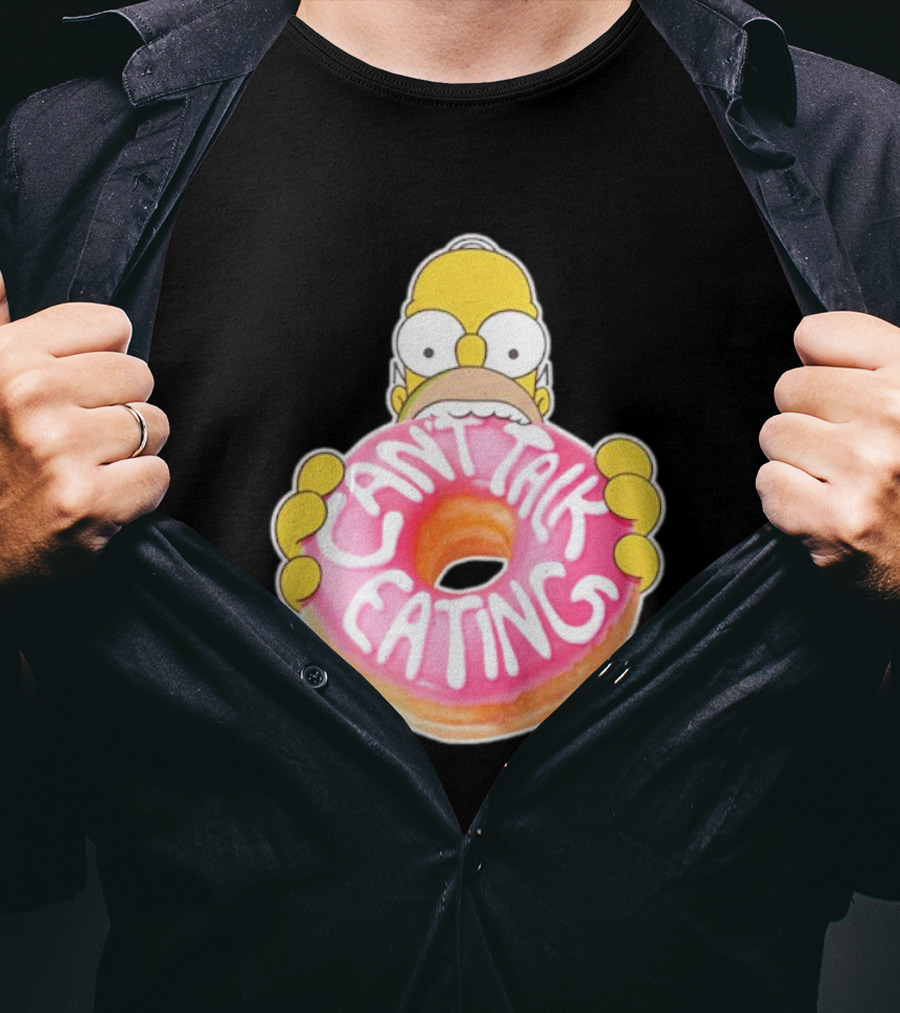 The Simpsons Homer Can't Talk Eating Donut T-Shirt