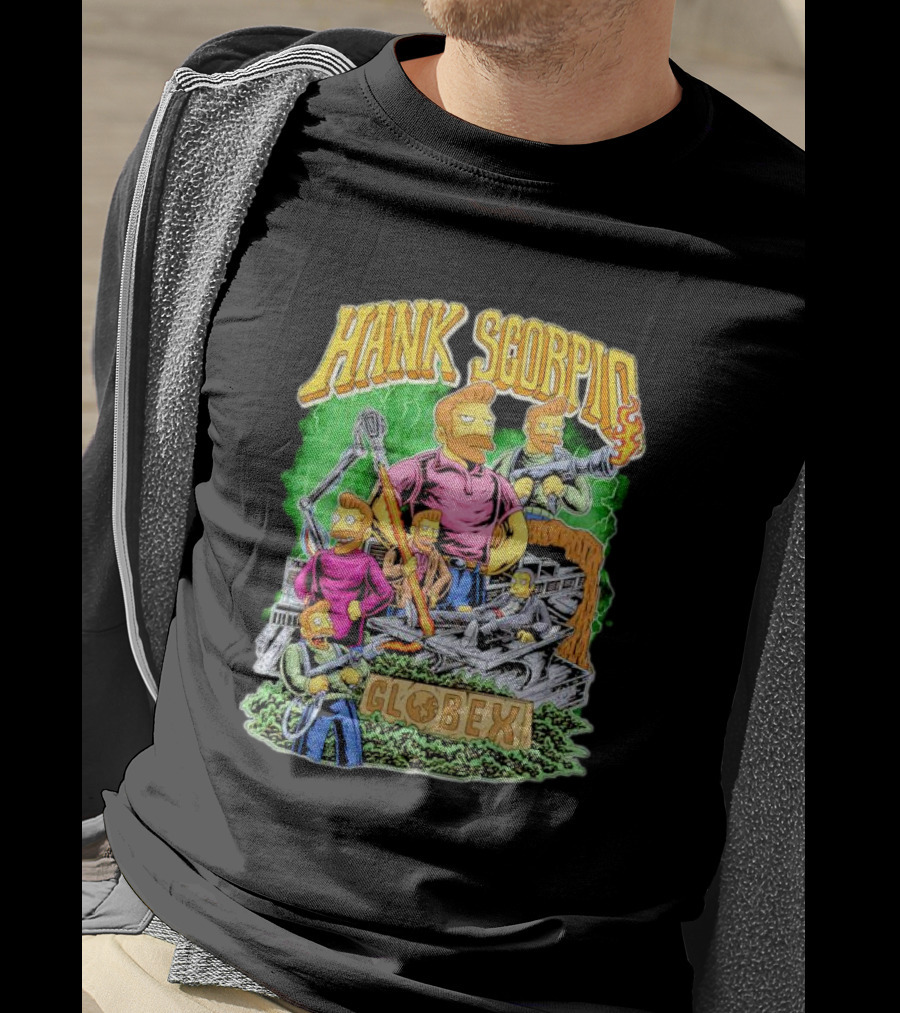 Hank Scorpio Globex Illustrated Character Group Scene T-Shirt