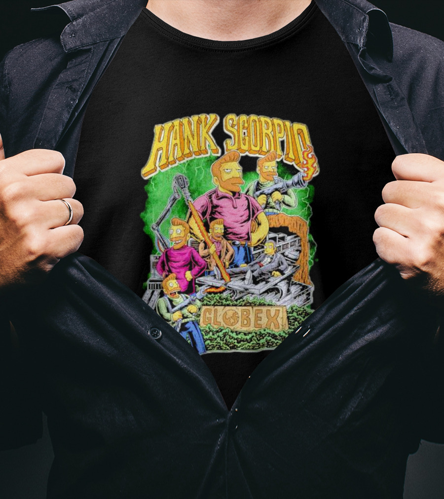 Hank Scorpio Globex Illustrated Character Group Scene T-Shirt