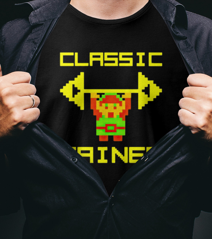 Classic Gainer Pixel Art Gym Game Workout T-Shirt