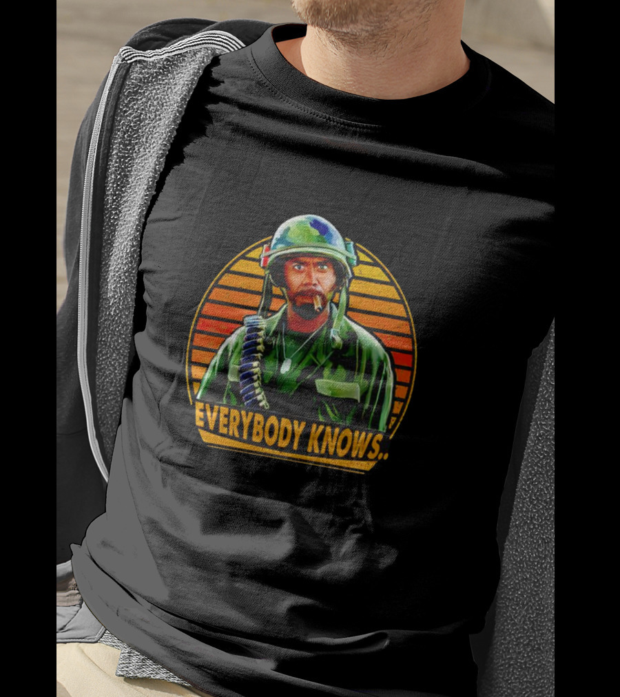Everybody Knows Army Vintage Soldier Retro Sunset T-Shirt