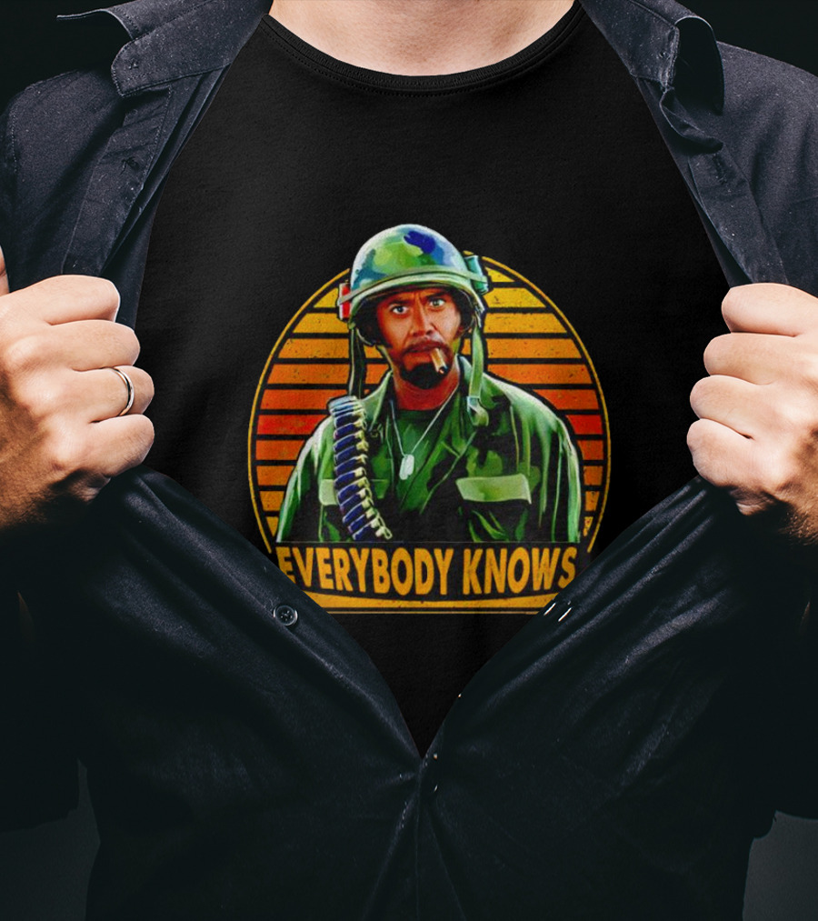 Everybody Knows Army Vintage Soldier Retro Sunset T-Shirt