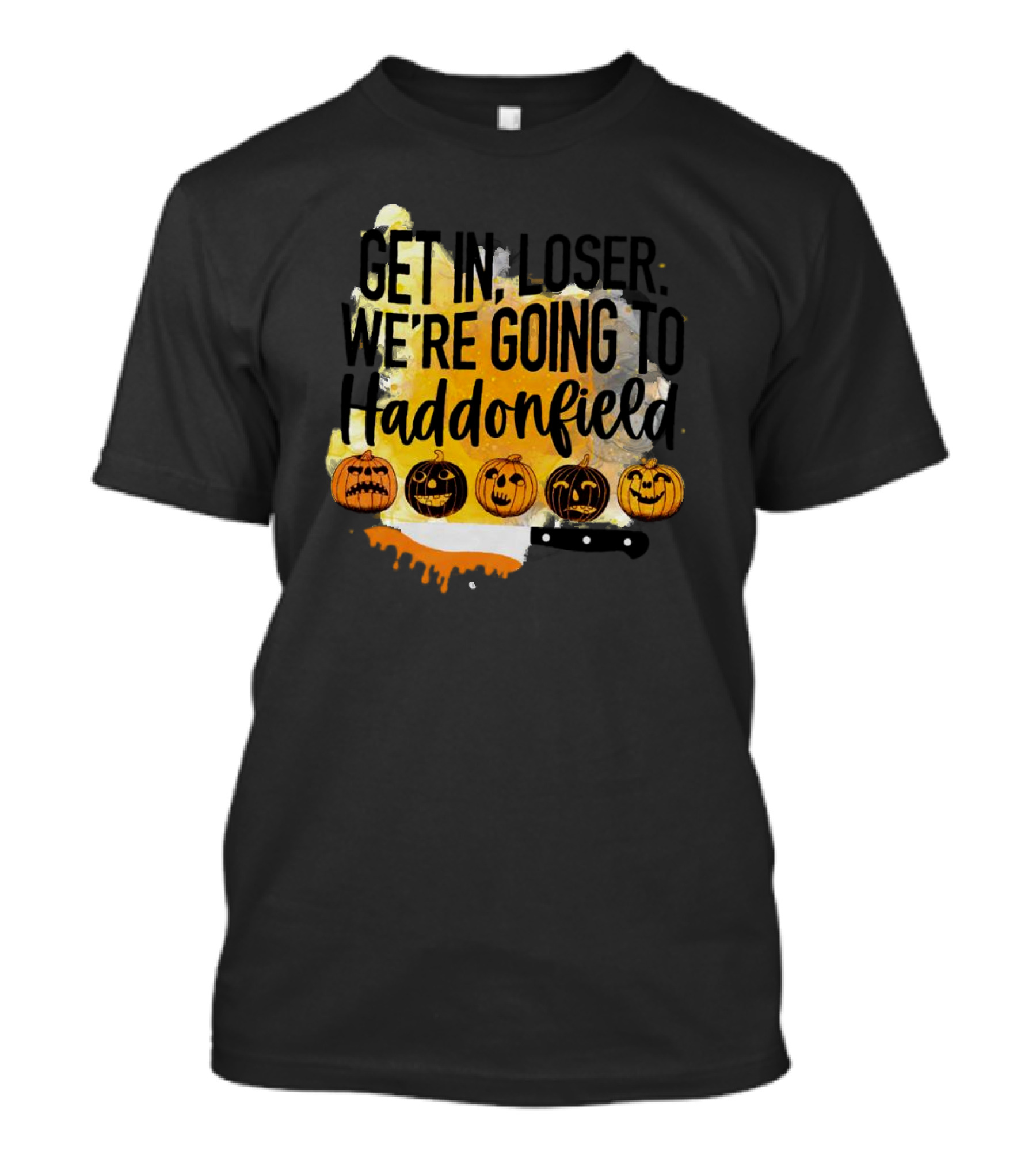 Get In Loser We're Going To Haddonfield Halloween Pumpkins Knife T-Shirt