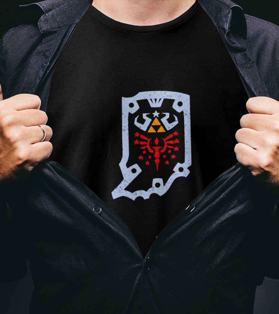 Hylian Hoosier Indiana Triforce Crest With Red Hyrule T-Shirt