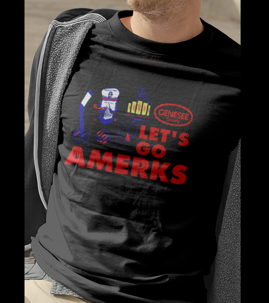 Let's Go Amerks Genesee Specialty Hockey Beer Sailor T-Shirt