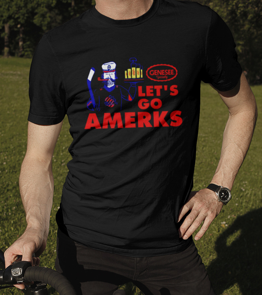Let's Go Amerks Genesee Specialty Hockey Beer Sailor T-Shirt