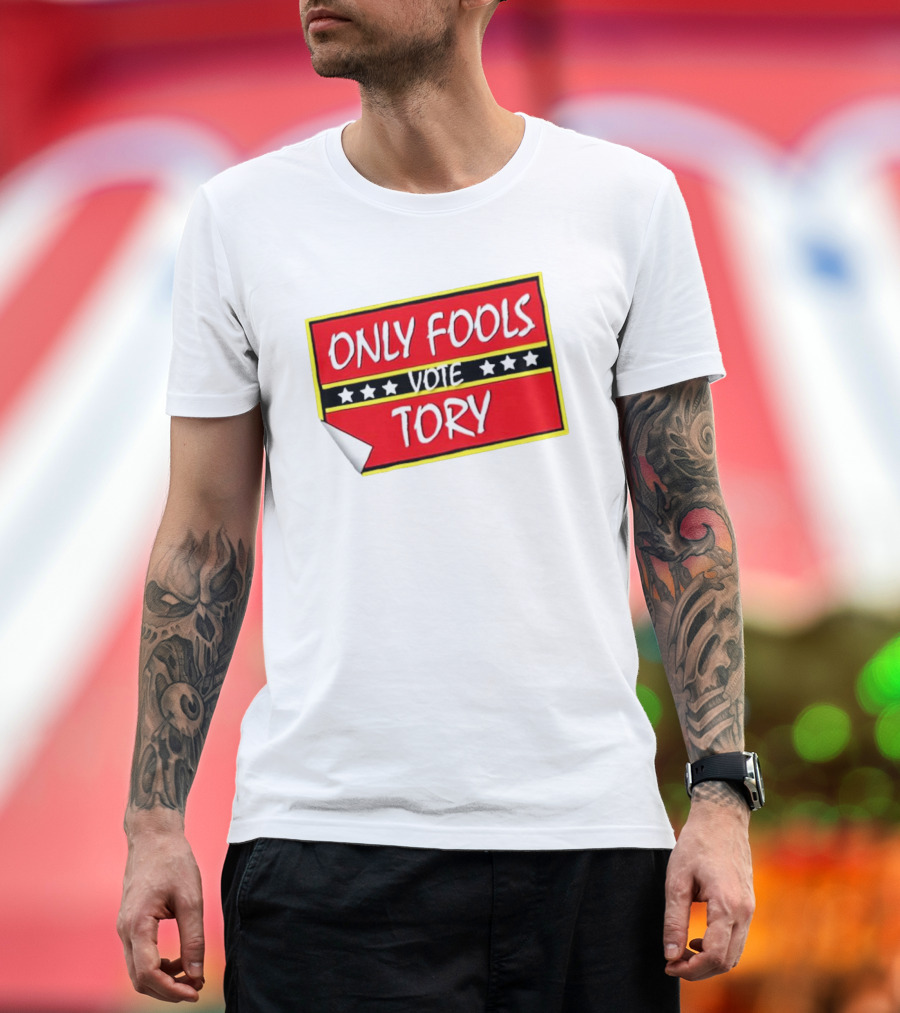 Only Fools Vote Tory Red Bold Text with Stars T-Shirt