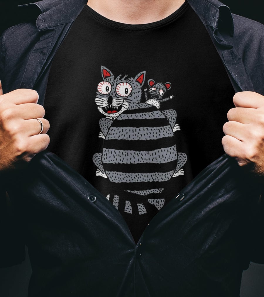 Ugly Cat And Mouse By Hexyeah T-Shirt