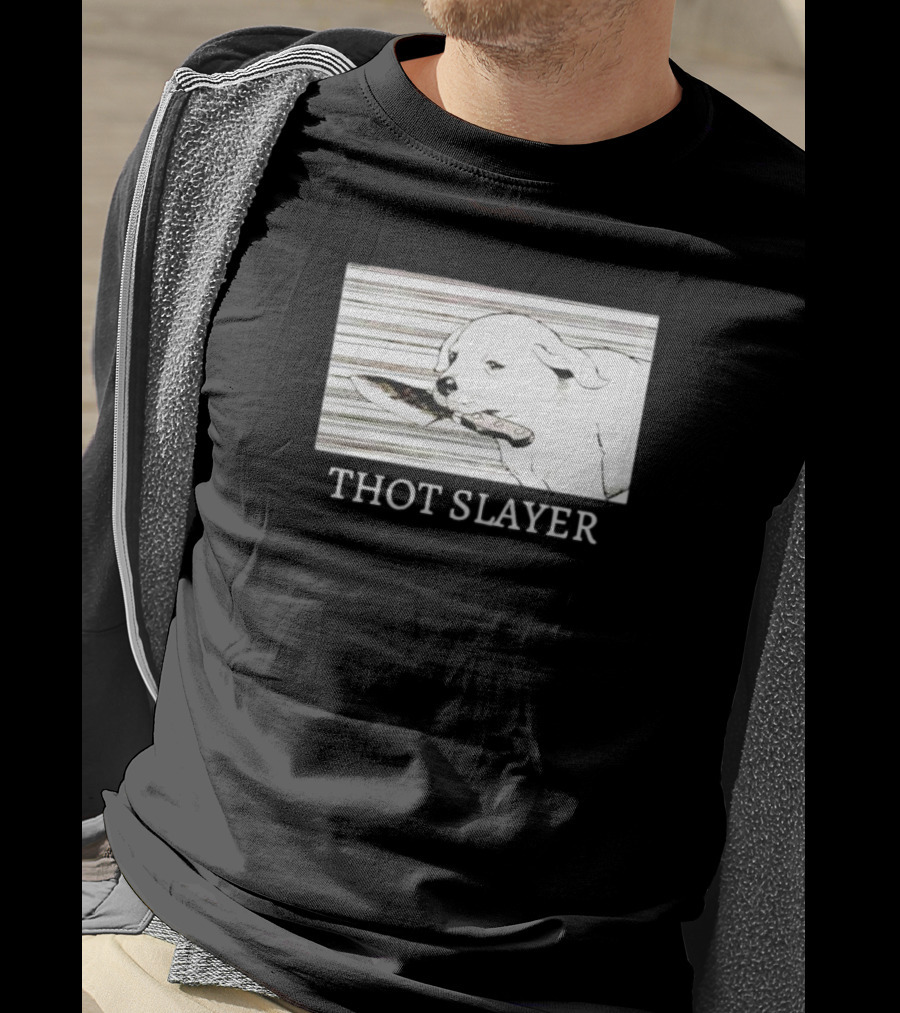 Thot Slayer Dog With Knife T-Shirt