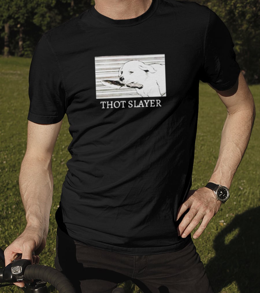 Thot Slayer Dog With Knife T-Shirt