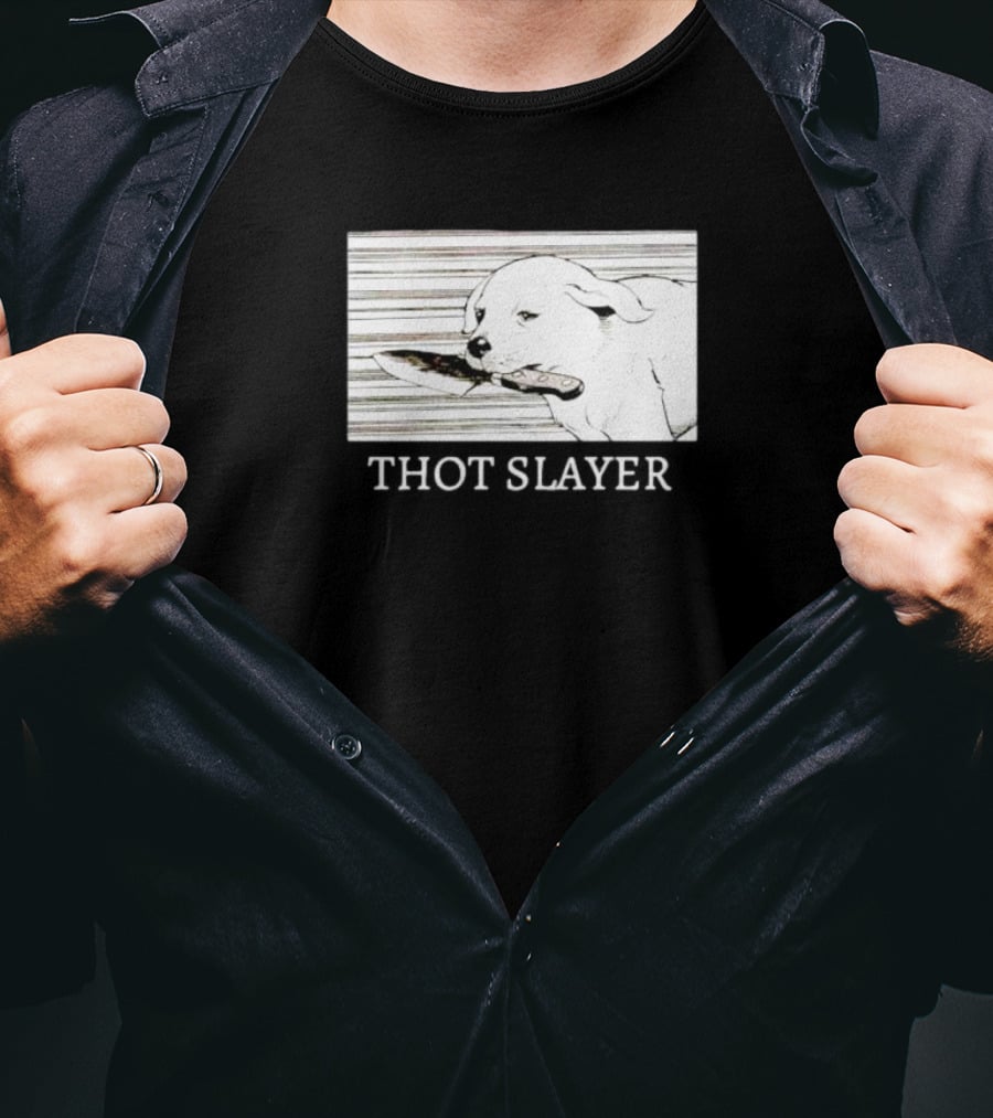 Thot Slayer Dog With Knife T-Shirt