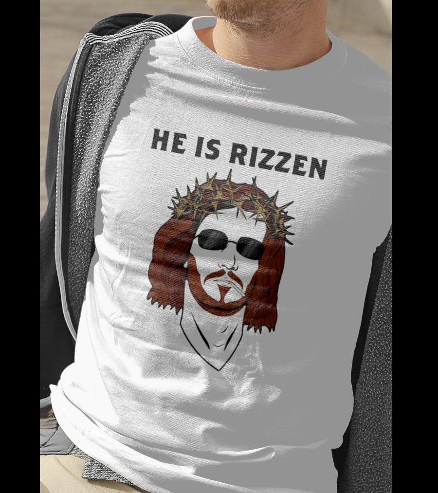 He Is Rizzen Jesus Crown Of Thorns Sunglasses T-Shirt