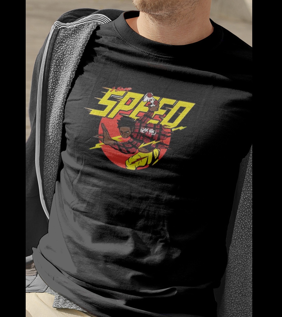 I Show Speed Anime Style Character With Lightning And Red Circle Background T-Shirt