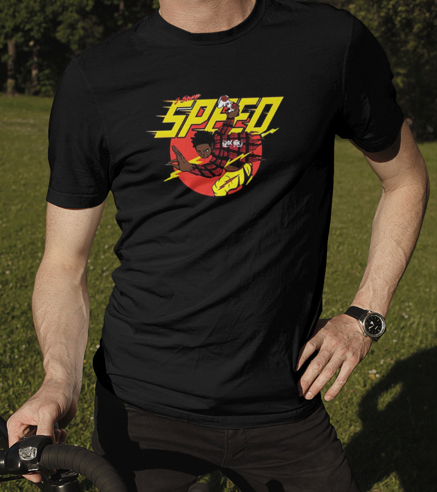 I Show Speed Anime Style Character With Lightning And Red Circle Background T-Shirt