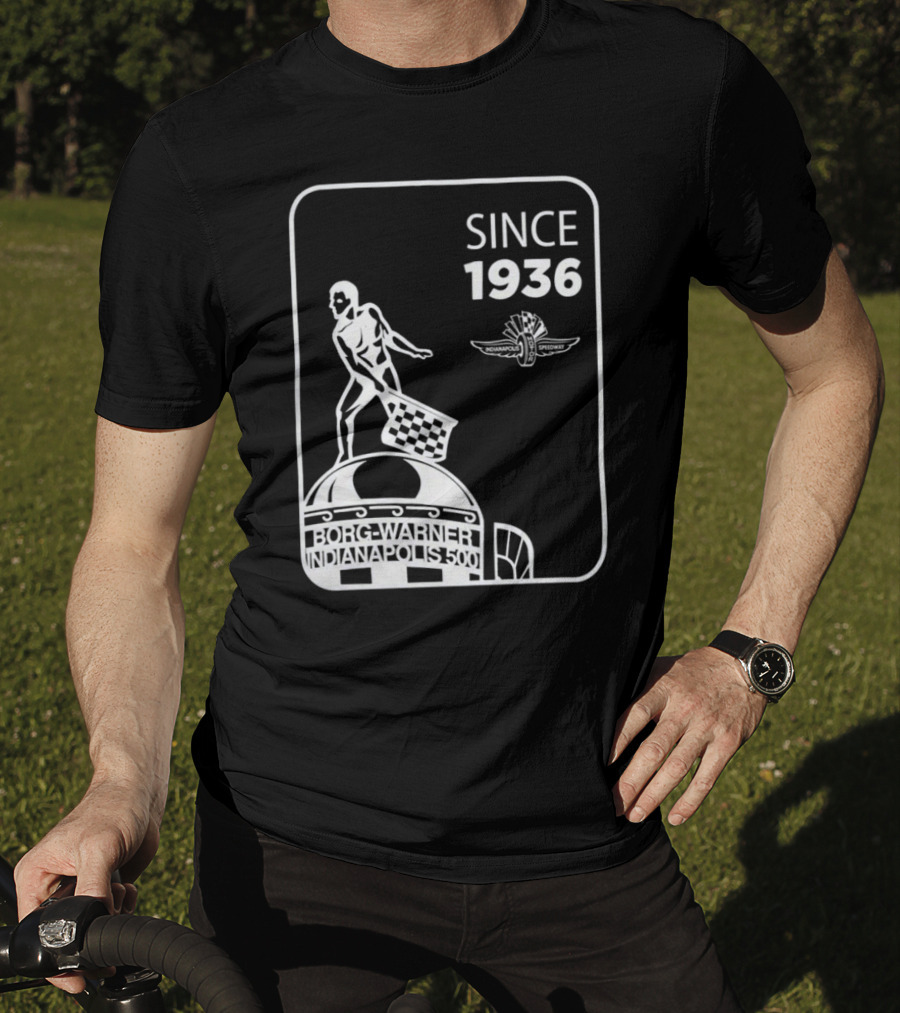 Since 1936 Borg Warner Indianapolis 500 Wing Wheel Flag Trophy T-Shirt