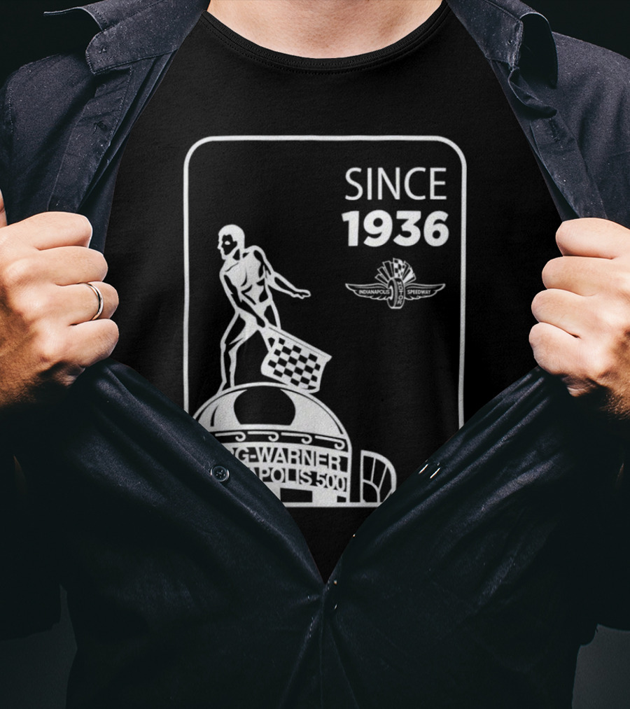 Since 1936 Borg Warner Indianapolis 500 Wing Wheel Flag Trophy T-Shirt