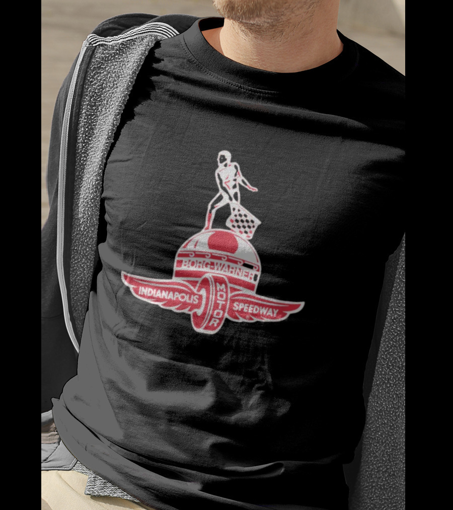 Indianapolis Motor Speedway Borg Warner Winged Wheel Flag Trophy T-Shirt