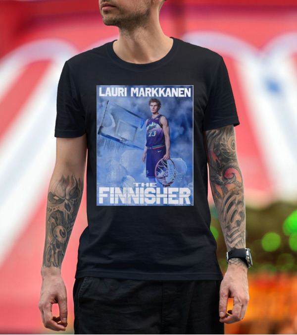 Premium T-Shirt: Lauri Markkanen The Finisher Basketball Ice Blue T-Shirt Lauri Markkanen The Finisher Basketball Ice Blue T-Shirt