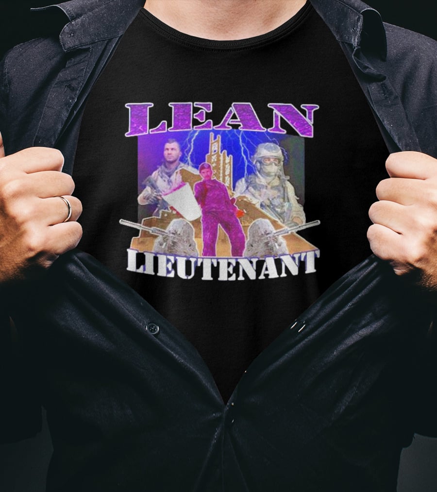 LEAN LIEUTENANT Soldiers With Lightning Background T-Shirt