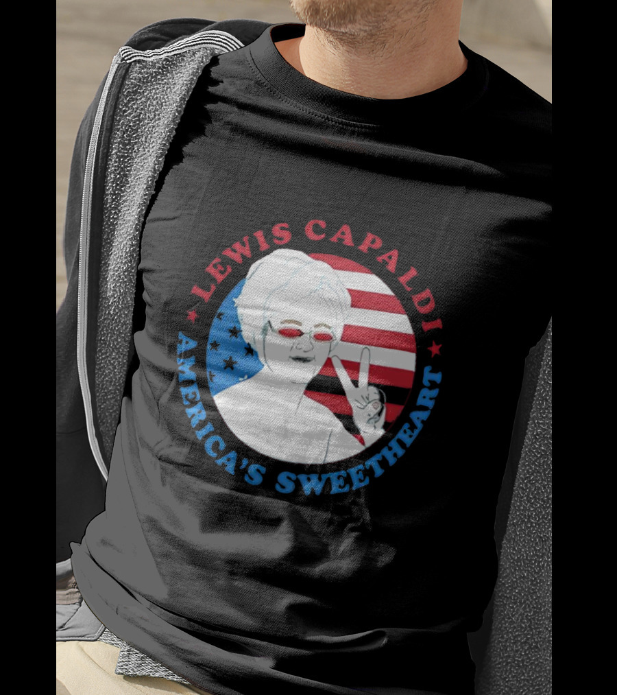 Lewis Capaldi America’s Sweetheart Peace Sign And Flag T-Shirt