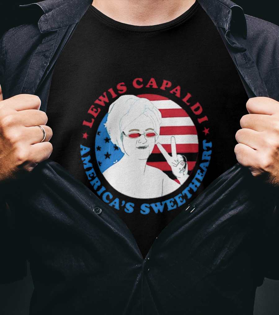 Lewis Capaldi America’s Sweetheart Peace Sign And Flag T-Shirt